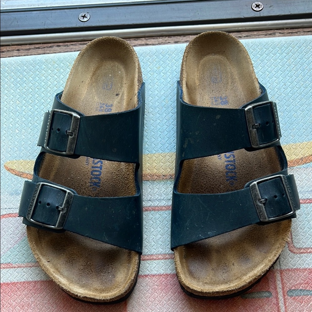Birkenstock Blue Sandals with Contoured Footbed and Adjustable Straps